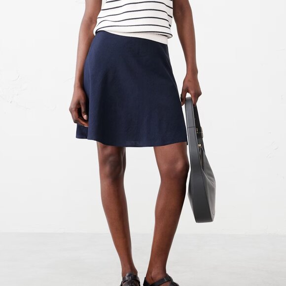 Banana Republic Factory Dresses & Skirts - Banana Republic Preppy Navy Linen-Blend Mini Slip Skirt/NWT/6